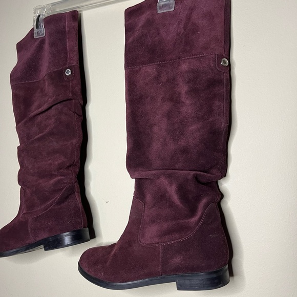 Steve Madden Balen Leather Suede Knee High Slouch Boot Burgundy 6 - Picture 4 of 16